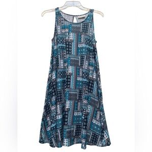 Bobbie Brooks Teal and Black Geometric Dress